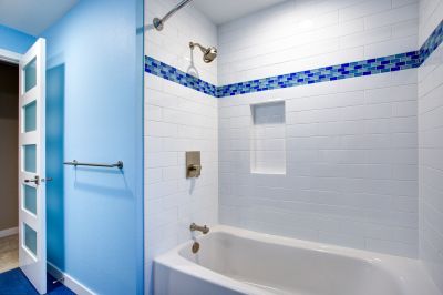 Bathroom with Bold Blue Tiles